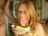 Nerd Girl Enjoy In Sperm Cake