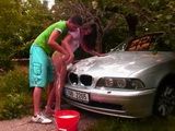 Backyard Carwash Ends Up With Hard Anal Fuck For This Teen